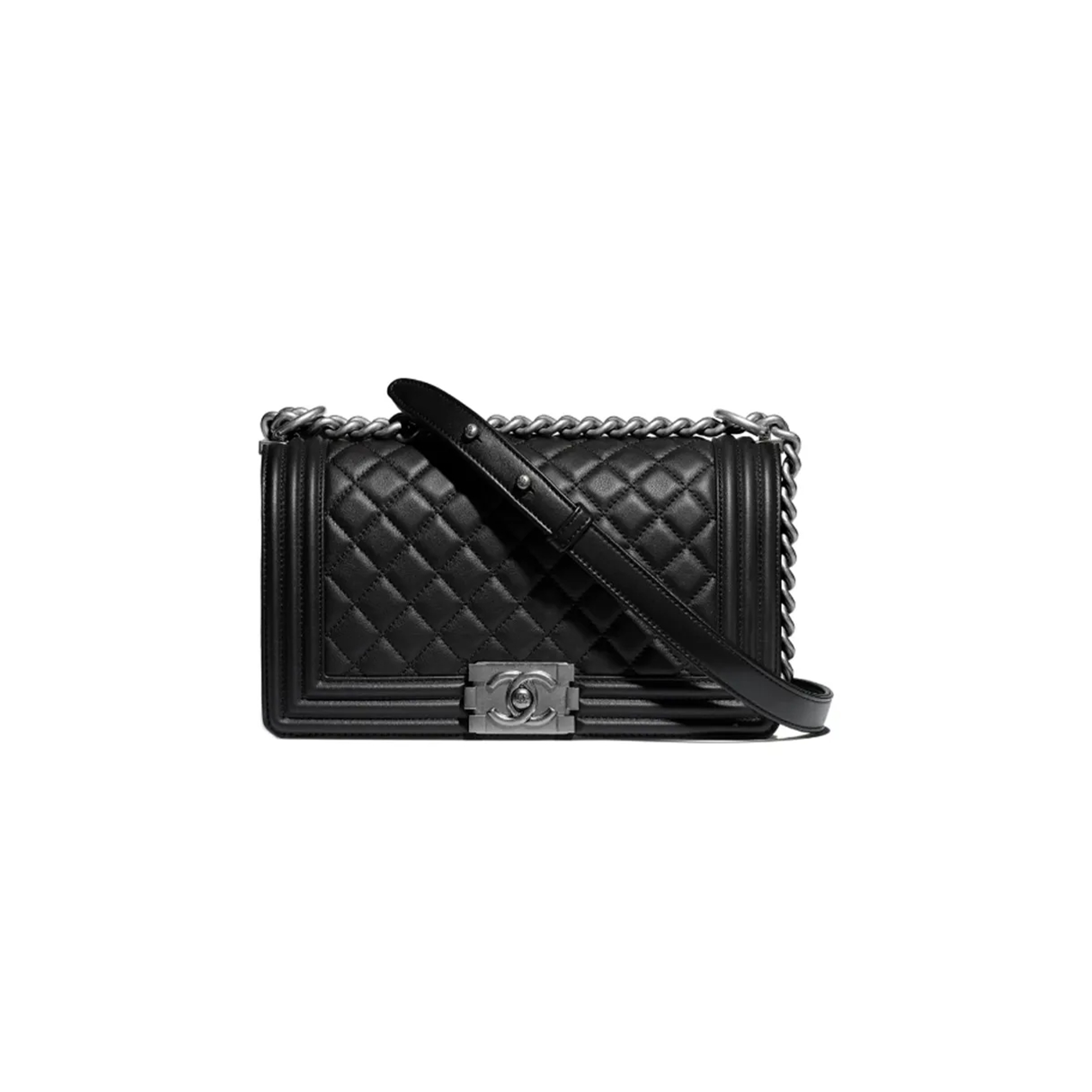 CHANEL CAVIAR MEDIUM CALFSKIN QUILTED BOY FLAP BLACK A67086 Y09953 94305 (25*15*9cm)